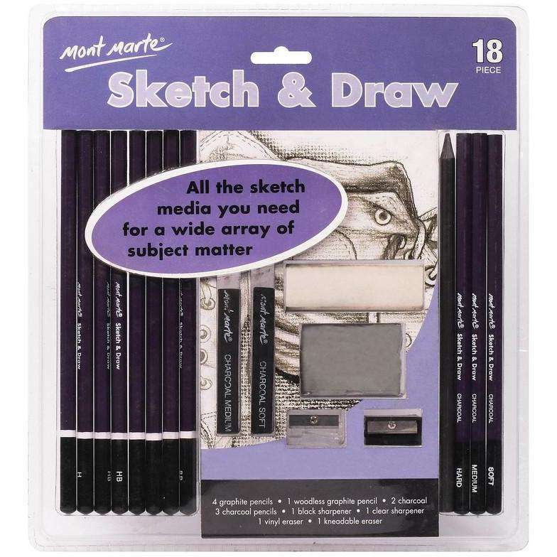 Buy onilne Mont Marte Sketch & Draw Set 18pce | Dollars and Sense cheap and low prices in australia