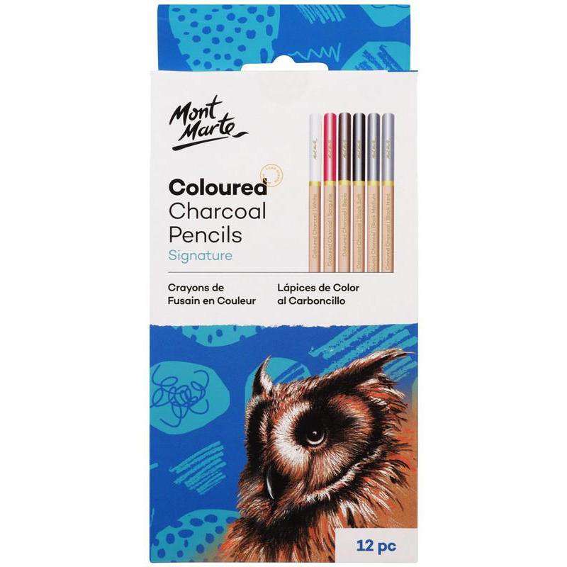 Buy onilne Mont Marte Signature Coloured Charcoal Pencils 12pce | Dollars and Sense cheap and low prices in australia