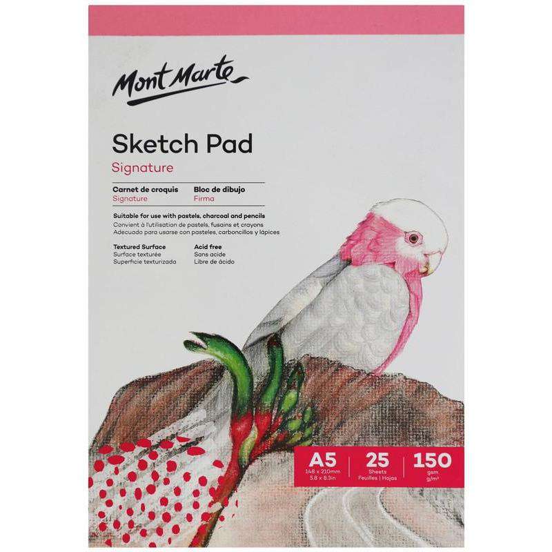 Buy onilne Mont Marte Signature Sketch Pad 150gsm 25 Sheet A5 148 x 210mm (5.8 x 8.3in) | Dollars and Sense cheap and low prices in australia