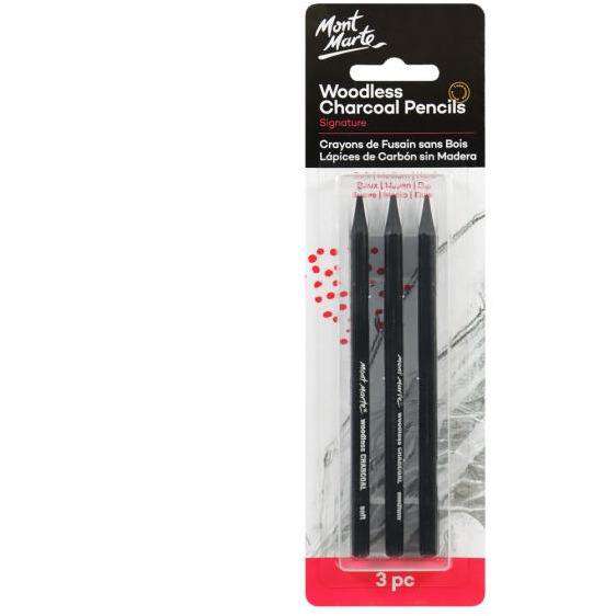 Buy onilne Mont Marte Mont Marte Woodless Charcoal Pencils 3pcs | Dollars and Sense cheap and low prices in australia
