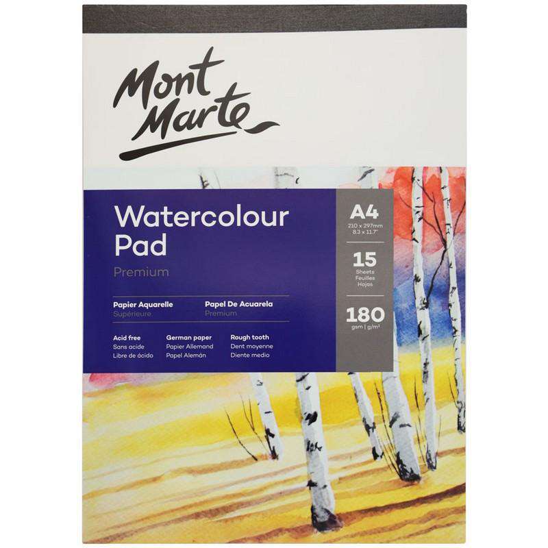 Buy onilne Mont Marte Mont Marte A4 Watercolour Pad German Paper 180gsm 15 Sheets | Dollars and Sense cheap and low prices in australia