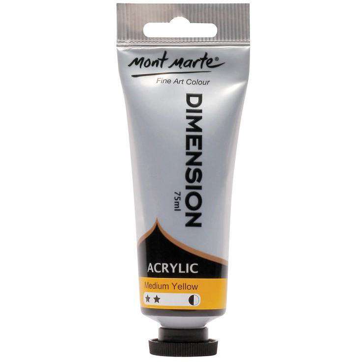 Buy onilne Mont Marte Dimension Acrylic Paint 75ml - Medium Yellow | Dollars and Sense cheap and low prices in australia