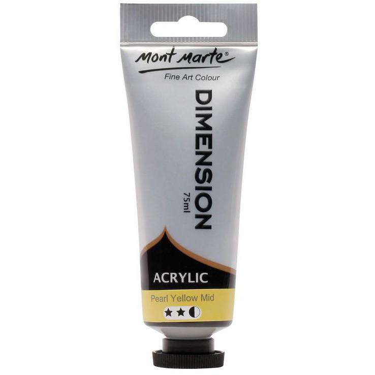 Buy onilne Mont Marte Dimension Acrylic Paint 75ml - Pearl Yellow Mid | Dollars and Sense cheap and low prices in australia