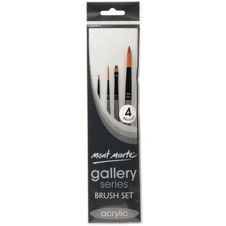 Buy onilne Mont Marte Mont Marte Gallery Series Brush Set Acrylic 4pcs | Dollars and Sense cheap and low prices in australia