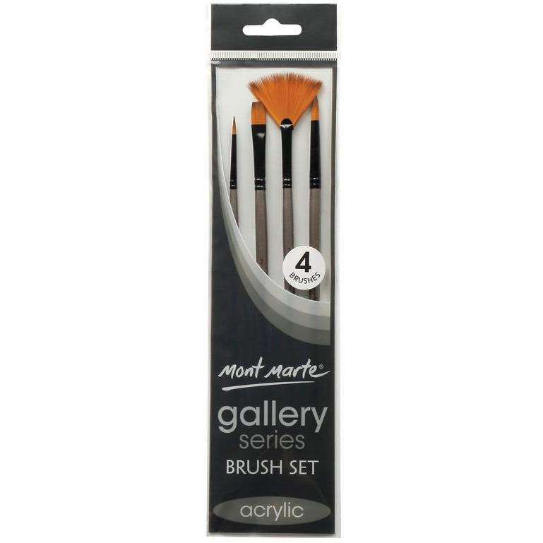 Buy onilne Mont Marte Mont Marte Gallery Series Brush Set Acrylic 4pcs | Dollars and Sense cheap and low prices in australia