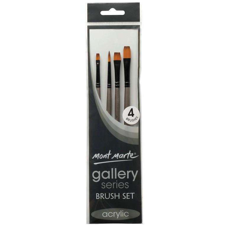 Buy onilne Mont Marte Gallery Series Brush Set Acrylic 4pce | Dollars and Sense cheap and low prices in australia
