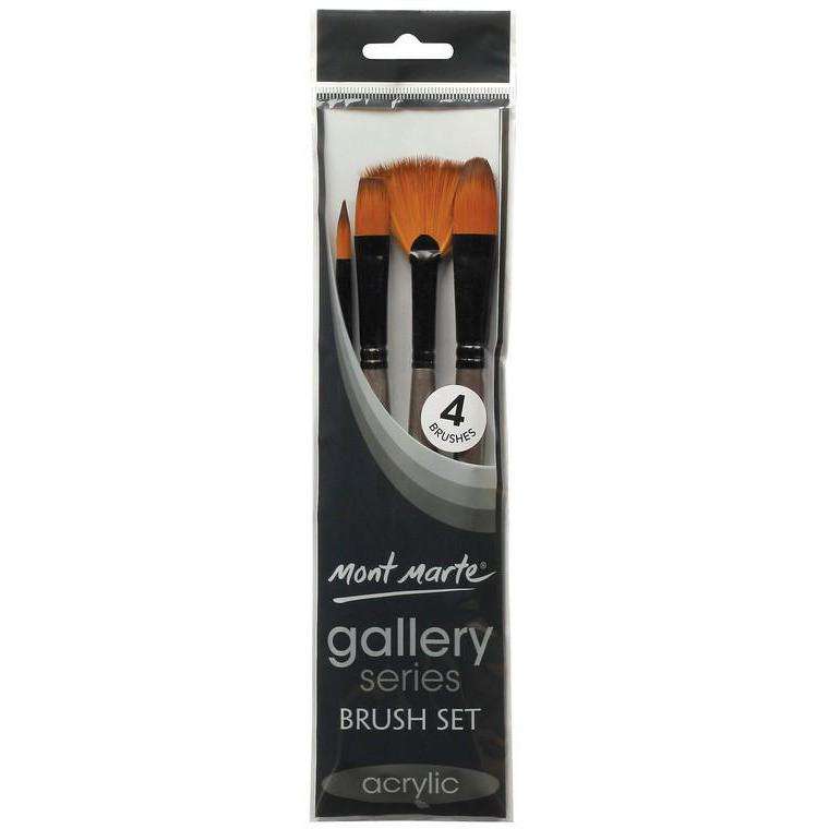 Buy onilne Mont Marte Gallery Series Brush Set Acrylic 4pce | Dollars and Sense cheap and low prices in australia