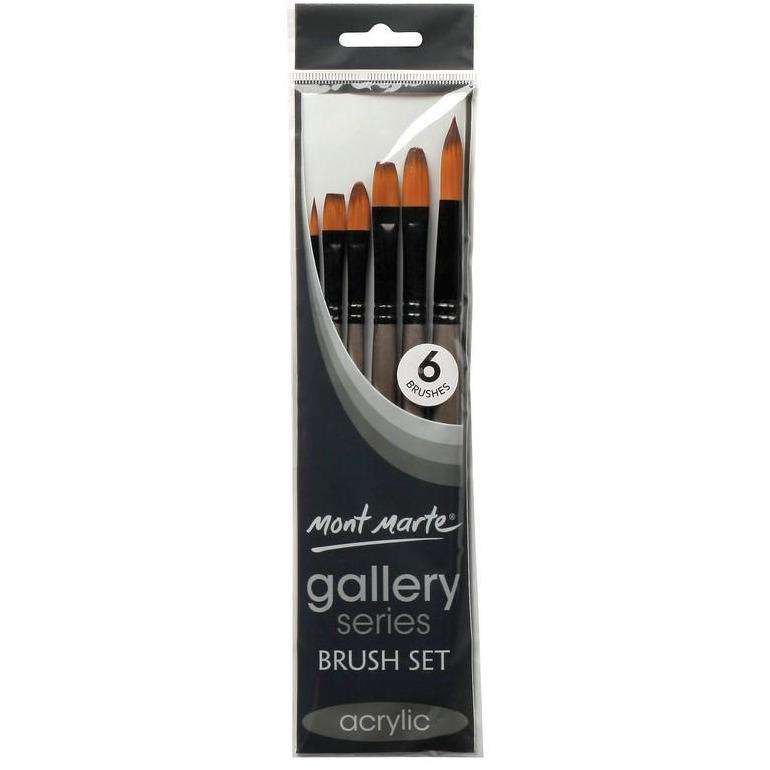 Buy onilne Mont Marte Mont Marte Gallery Series Brush Set Acrylic 6pcs | Dollars and Sense cheap and low prices in australia
