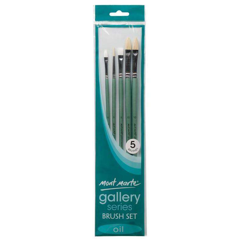 Buy onilne Mont Marte Mont Marte Gallery Series Brush Set Oils 5pcs | Dollars and Sense cheap and low prices in australia