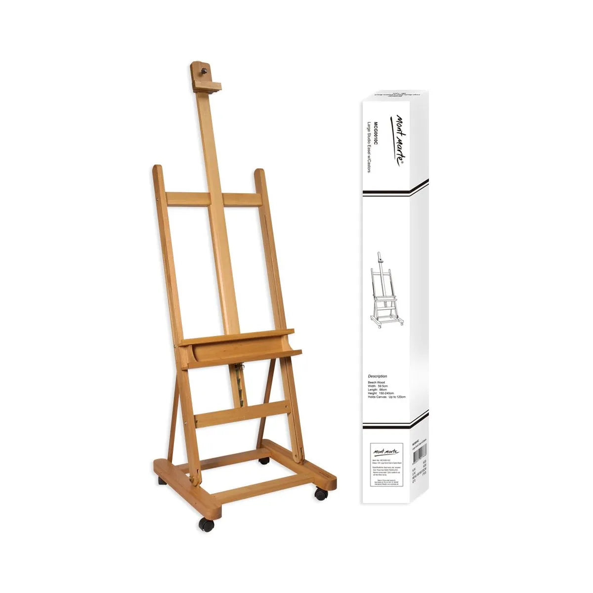 Mont Marte Large Studio Easel with Castors Beech Wood - Dollars and Sense
