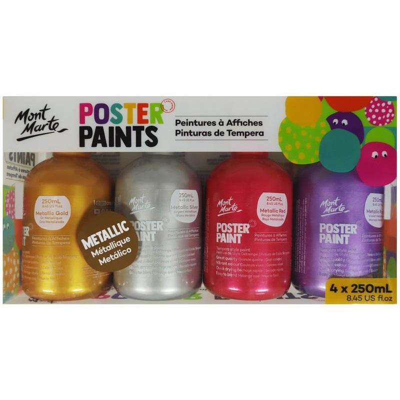 Buy onilne Mont Marte Mont Marte Poster Paint Metallic 250ml 4pcs | Dollars and Sense cheap and low prices in australia