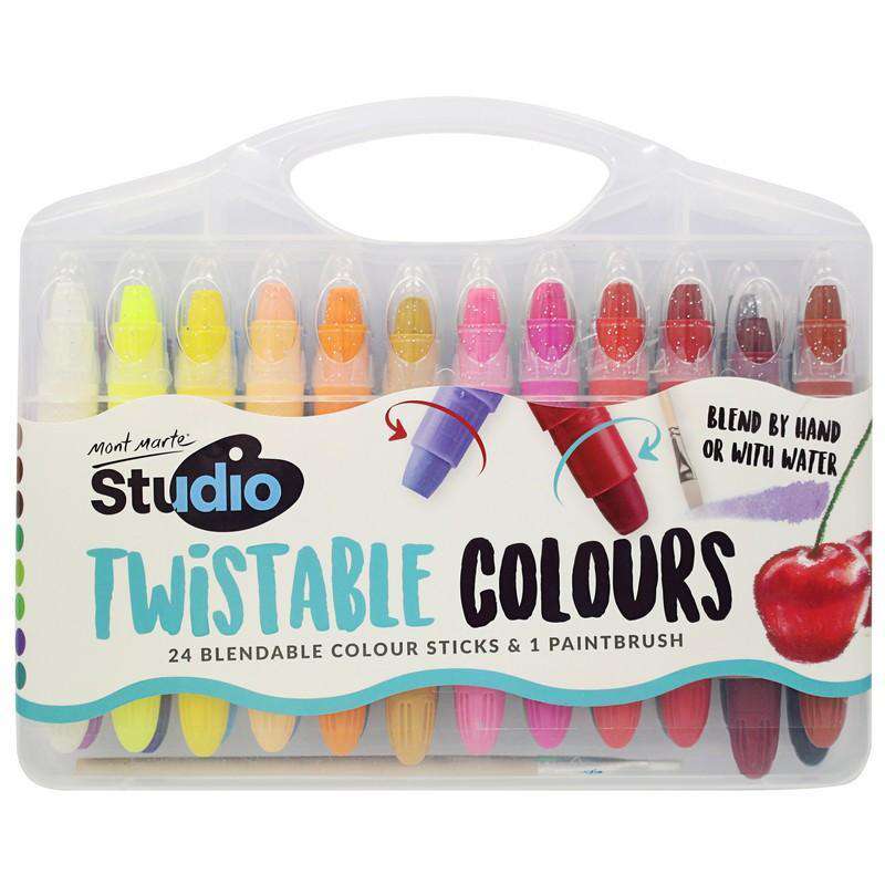 Buy onilne Mont Marte Mont Marte Studio Twistable Colours in Case 25pcs | Dollars and Sense cheap and low prices in australia