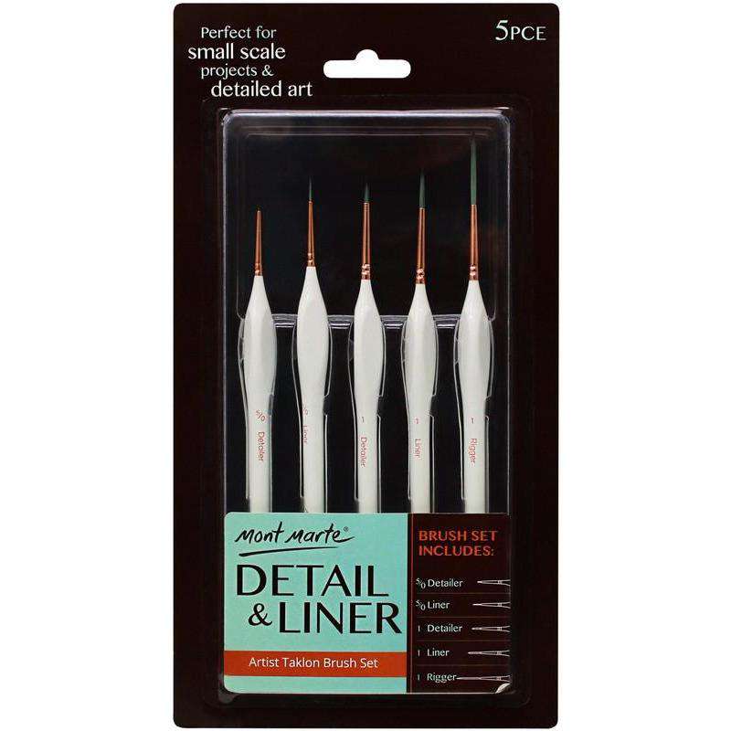 Buy onilne Mont Marte Mont Marte Detail & Liner Brush Set 5pcs | Dollars and Sense cheap and low prices in australia
