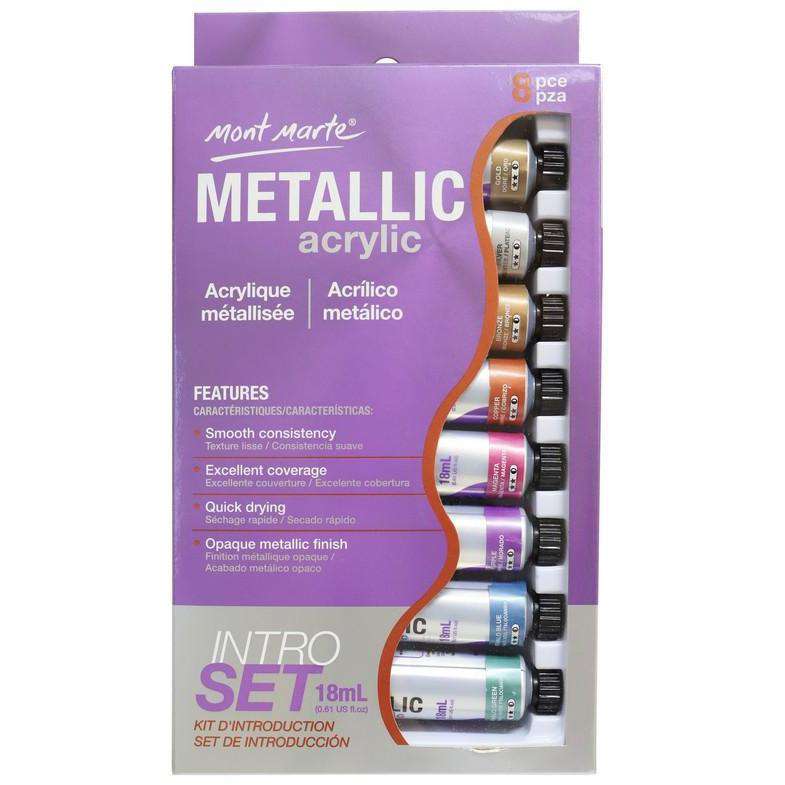 Buy onilne Mont Marte Mont Marte Metallic Acrylic Paint 8 Piece | Dollars and Sense cheap and low prices in australia