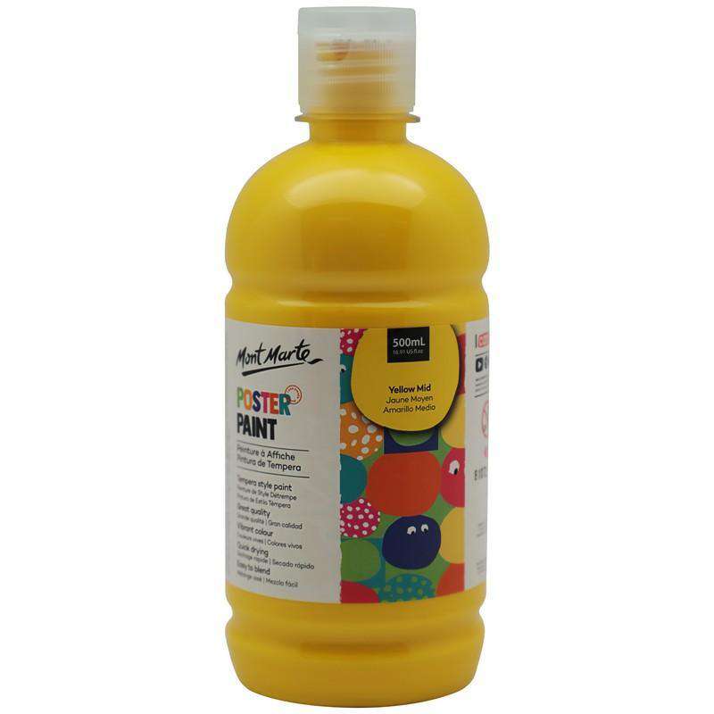 Buy onilne Mont Marte Poster Paint 500ml (16.91oz) - Yellow Mid | Dollars and Sense cheap and low prices in australia
