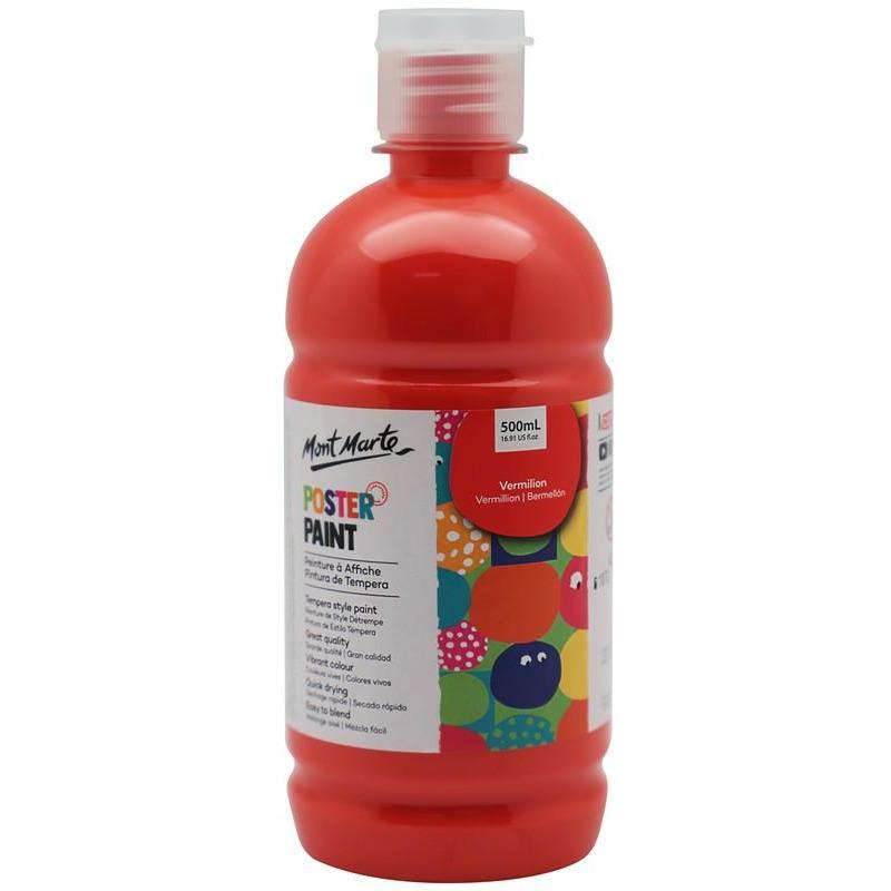 Buy onilne Mont Marte Poster Paint 500ml (16.91oz) - Vermilion | Dollars and Sense cheap and low prices in australia