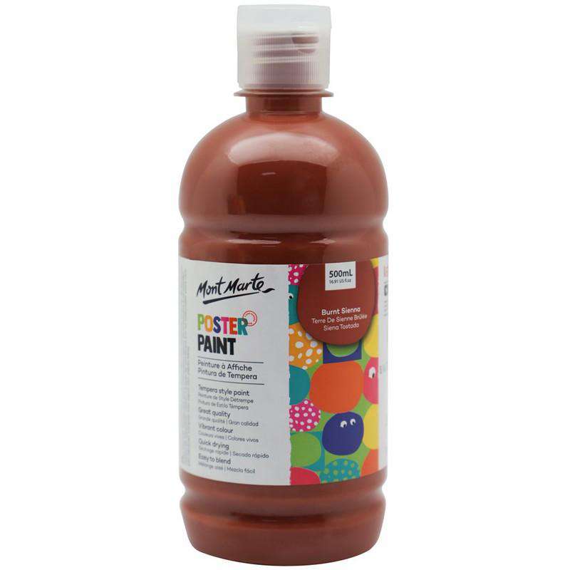 Buy onilne Mont Marte Poster Paint 500ml (16.91oz) - Burnt Sienna | Dollars and Sense cheap and low prices in australia