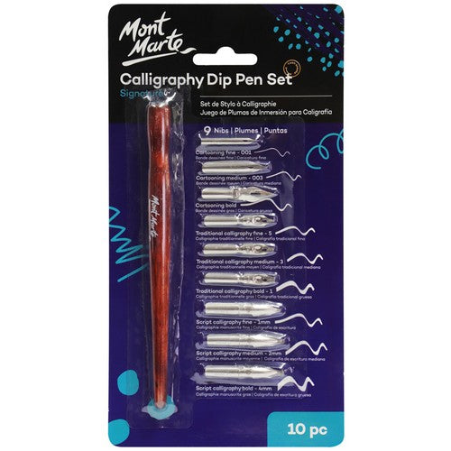 Mont Marte Signature Calligraphy Dip Pen - 10 Piece Set Default Title