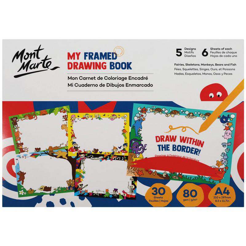 Buy onilne Mont Marte Mont Marte A4 My Framed Drawing Book 5 Designs 6 Sheets Of Each | Dollars and Sense cheap and low prices in australia