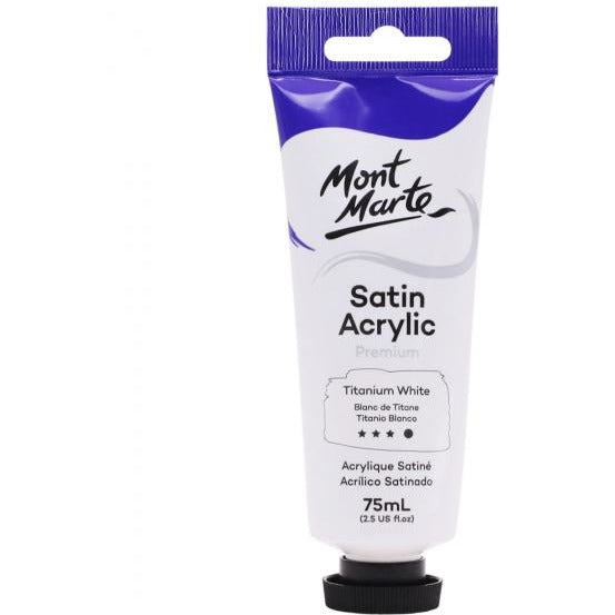 Mont Marte Satin Acrylic Paint Titanium White 75ml - Dollars and Sense