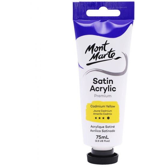 Mont Marte Satin Acrylic Paint Cadmium Yellow 75ml - Dollars and Sense