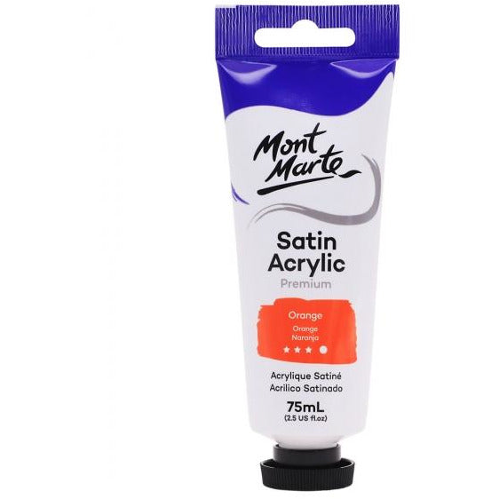 Mont Marte Satin Acrylic Paint Orange 75ml - Dollars and Sense