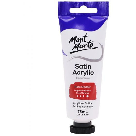 Mont Marte Satin Acrylic Paint Rose Madder 75ml - Dollars and Sense