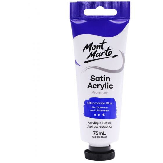 Mont Marte Satin Acrylic Paint Ultramarine Blue 75ml - Dollars and Sense