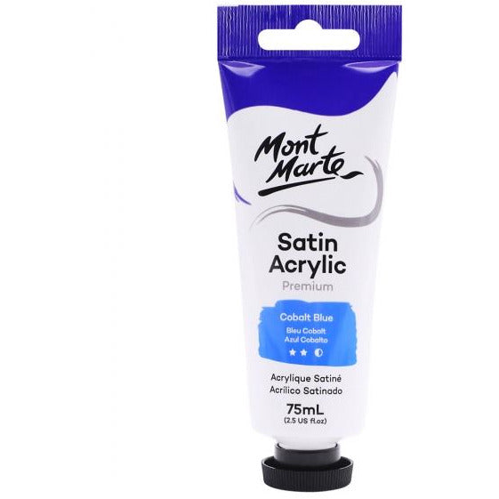 Mont Marte Satin Acrylic Paint Cobalt Blue 75ml - Dollars and Sense