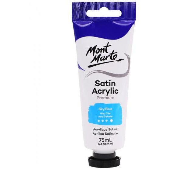 Mont Marte Satin Acrylic Paint Sky Blue 75ml - Dollars and Sense