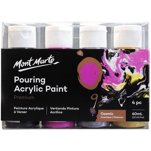 Mont Marte Premium Pouring Acrylic Paint Set - Cosmic 60ml 4 Piece Default Title