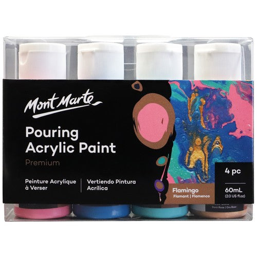 Mont Marte Premium Pouring Acrylic Paint Set - Flamingo 60ml 4 Piece Default Title