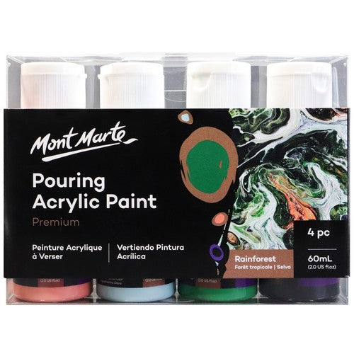 Mont Marte Premium Pouring Acrylic Paint Set - Rainforest 60ml 4 Piece Default Title