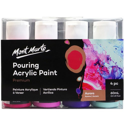 Mont Marte Premium Pouring Acrylic Paint Set - Aurora 60ml 4 Piece Default Title