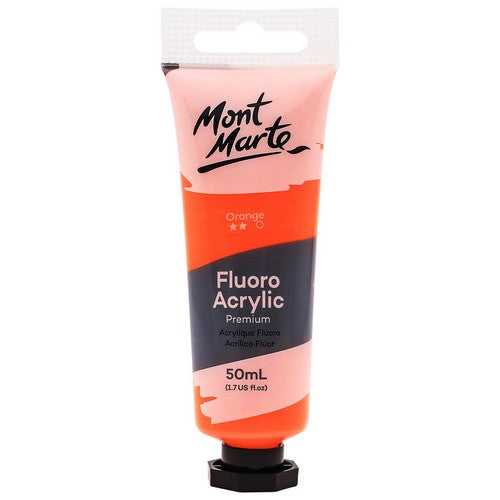 Mont Marte Premium Fluro Acrylic Paint - Orange 50ml 1 Piece Default Title