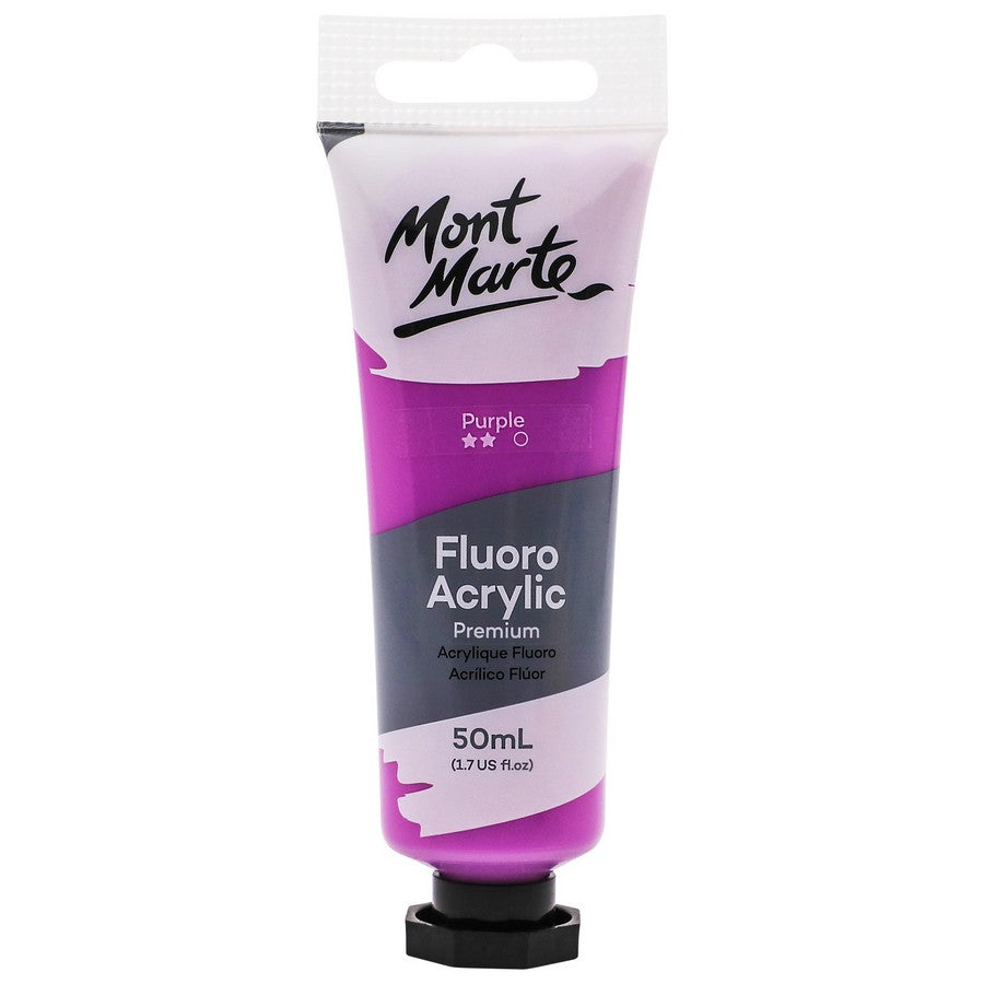 Mont Marte Fluoro Acrylic Paint - Purple 50ml - Dollars and Sense