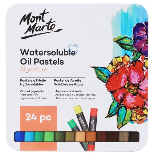 Mont Marte Watersoluble Oil Pastels Signature - 24 Piece Tin Box Set - Dollars and Sense
