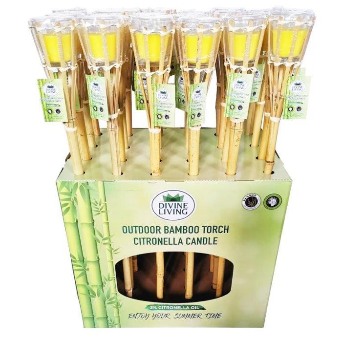 Outdoor Bamboo Torch Citronella Candle - 76cm 1 Piece - Dollars and Sense
