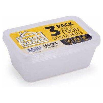Takeaway Container Rectangular 1500ml 3Pk - Dollars and Sense