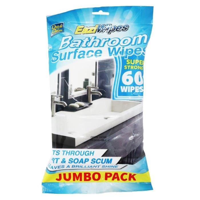 Bathroom Surface Wipes - 60 Pack 1 Piece - Dollars and Sense