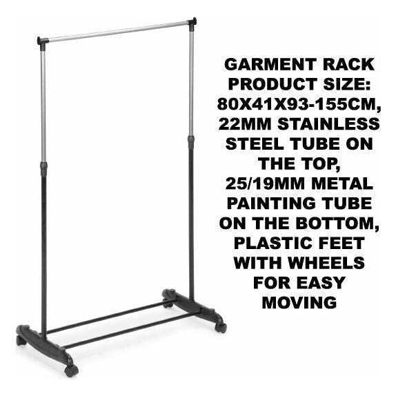 Garment Rack Adjustable Stainless Steel Single Garment Rack 84x43x168cm - Dollars and Sense