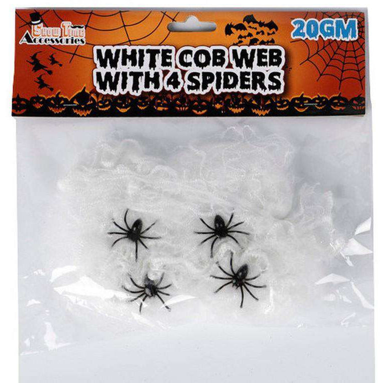 Halloween Spider Web 20Gm W/4 Spid White