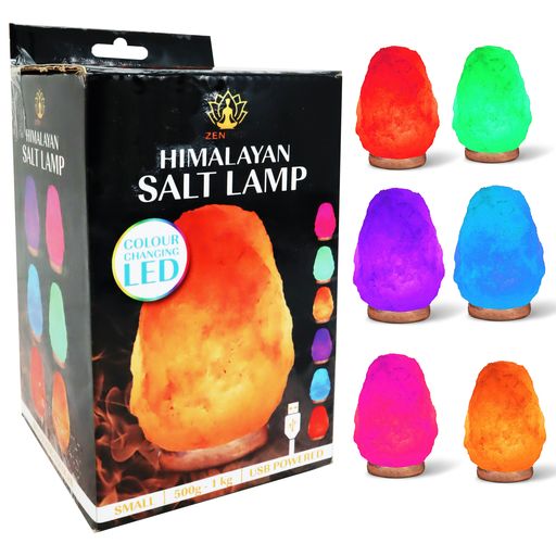 Himalayan Salt Lamp Colour Changing LED 500g to 1kg USB - Dollars and Sense