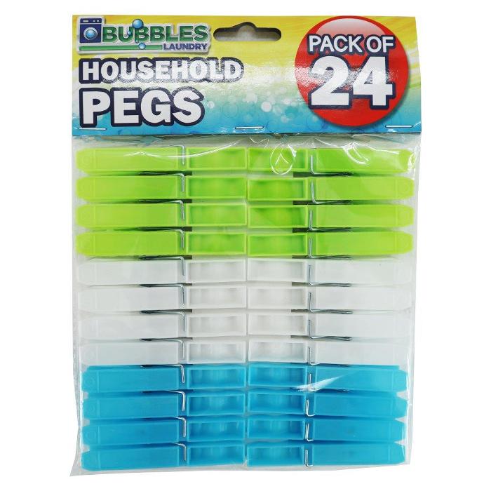 Household Plastic Pegs Standard - 24 Pack 1 Piece - Dollars and Sense