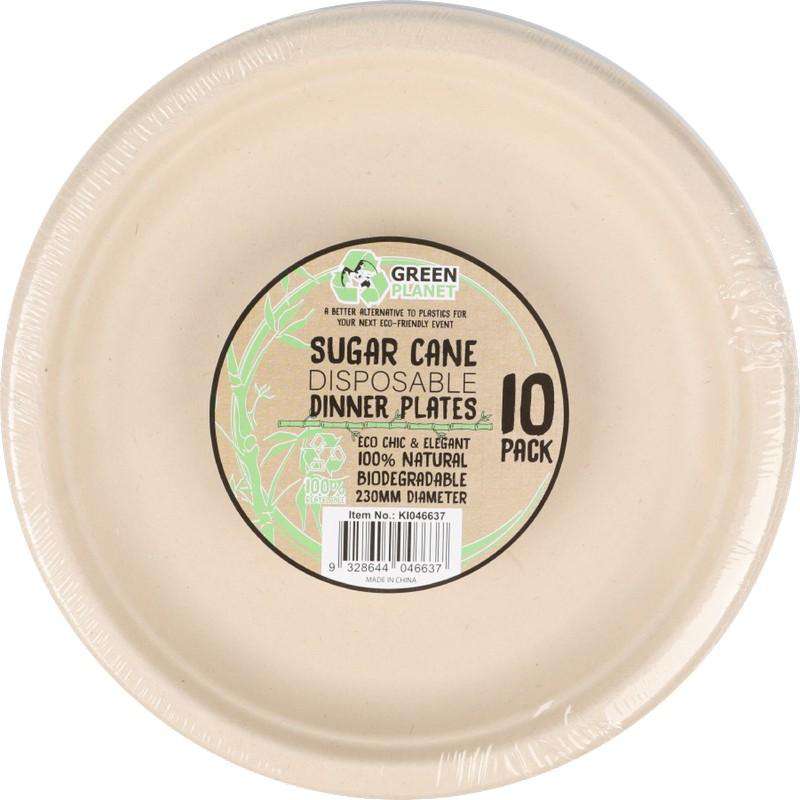 Sugar Cane Party Disposable Dinner Plates 10 Pack - Dollars and Sense