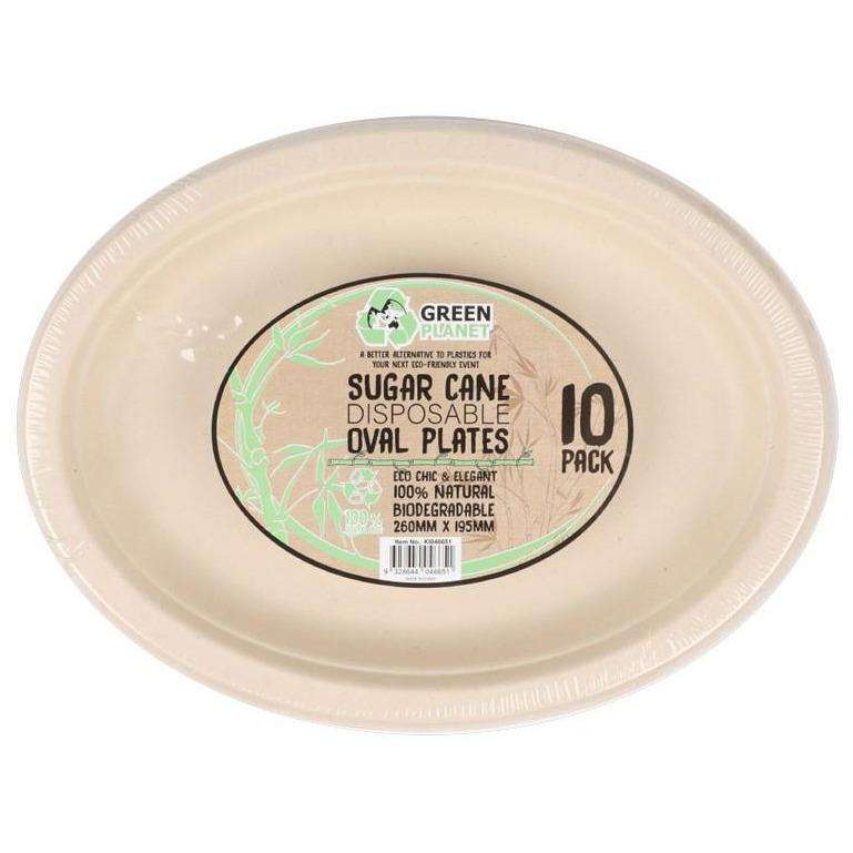 Eco Biodegradable Disposable Oval Plate 26cm 10Pk - Dollars and Sense