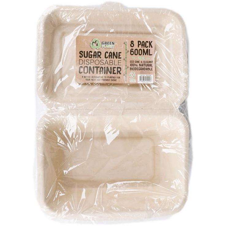 Sugar Cane Party Disposable Container 600mL 8 Pack - Dollars and Sense