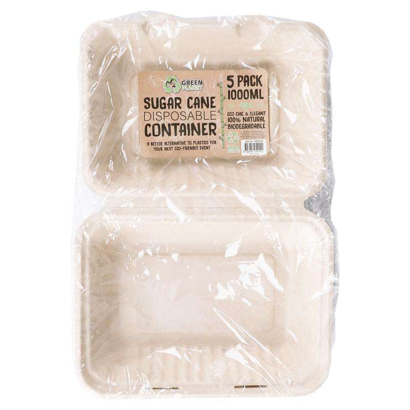 Sugar Cane Party Disposable Container 1000mL 5 Pack - Dollars and Sense