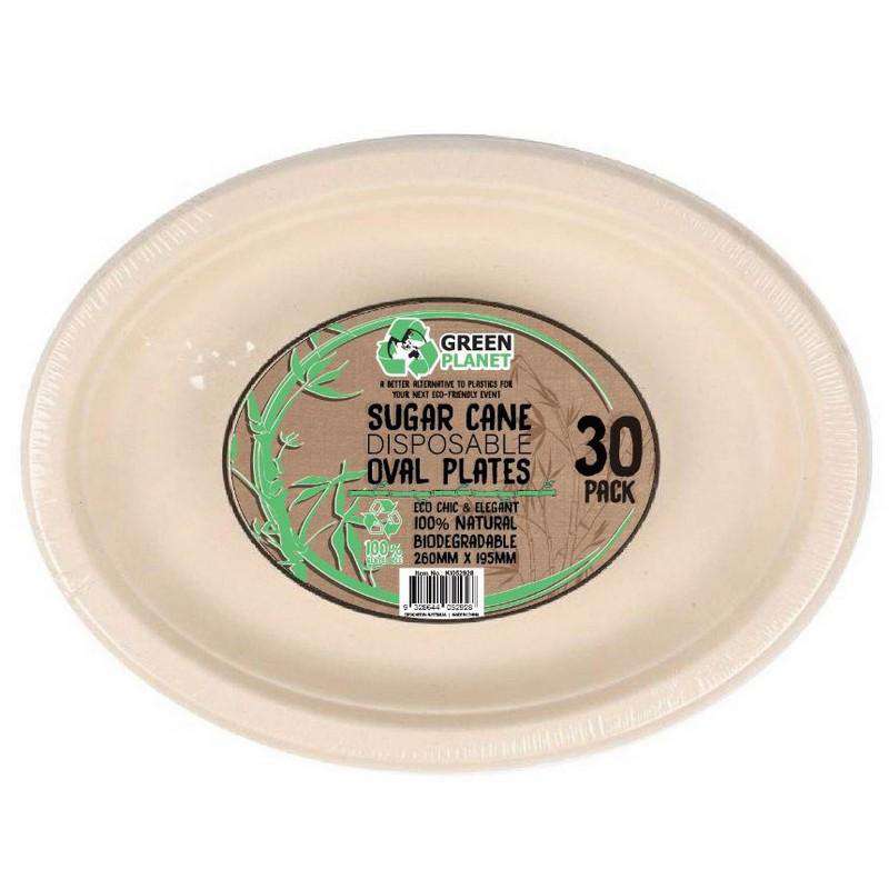 Sugar Cane Party Disposable Oval Plates 30 Pack - Dollars and Sense