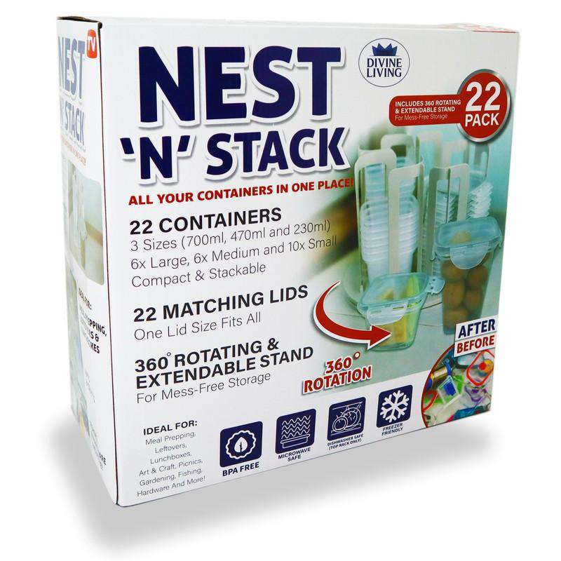 Nest N Stack Plastic Container Set 22 Pieces - Dollars and Sense